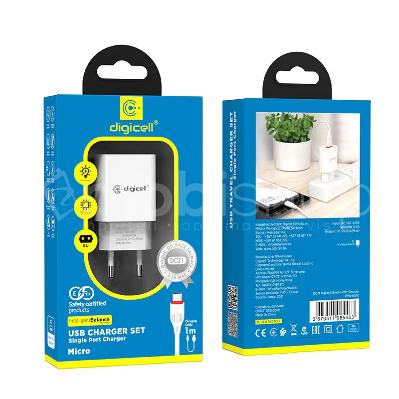 Digicell Micro USB Charger Set DC21 (2.1A, 1m)